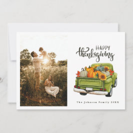Tarjeta Festiva Camioneta Vintage Verde de Granja de Acción de Gra