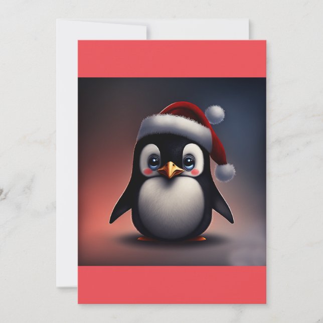Tarjeta Festiva Camiseta de regalo de pingüino para Navidades amab (Anverso)