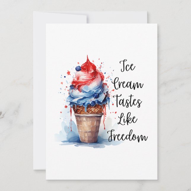 Tarjeta Festiva Camiseta Patriótica del Crema de Hielo de Julio (Anverso)