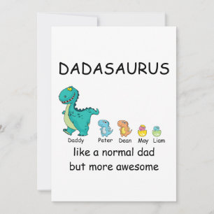 Tarjeta Festiva Camiseta Persoanlized Dadasaurus hasta para 4 niño