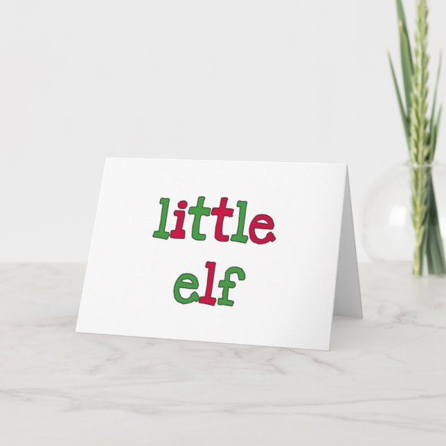 Tarjeta Festiva Camisetas y regalos de Little Elf Holiday (Anverso)