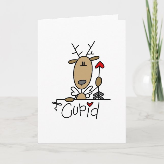 Tarjeta Festiva Camisetas y regalos de Navidades de renos cupidos (Anverso)