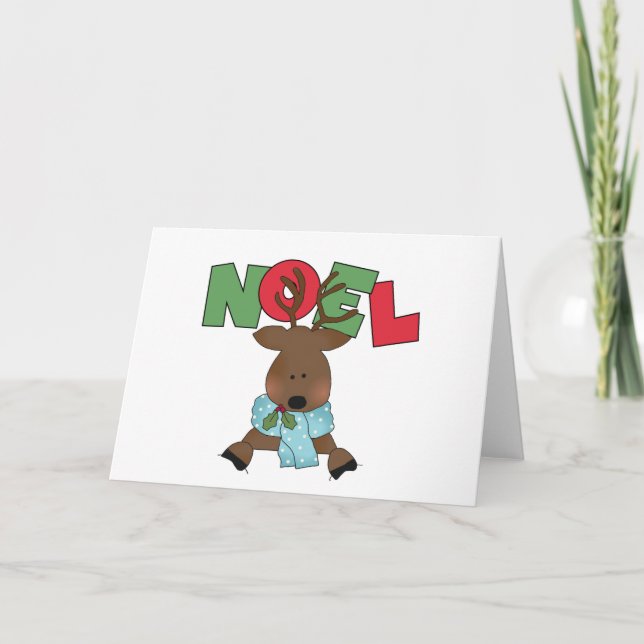 Tarjeta Festiva Camisetas y regalos de Noel para renos (Anverso)