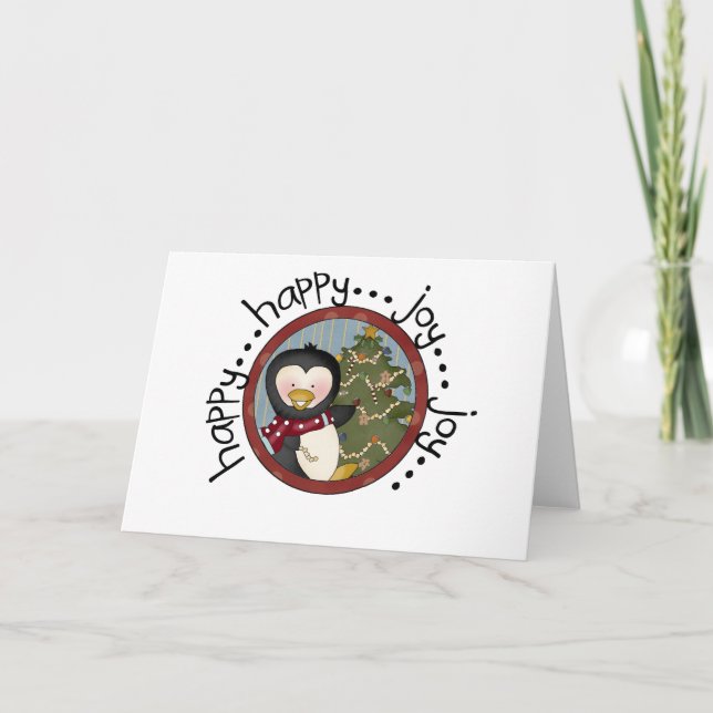 Tarjeta Festiva Camisetas y regalos de Penguin Holiday (Anverso)