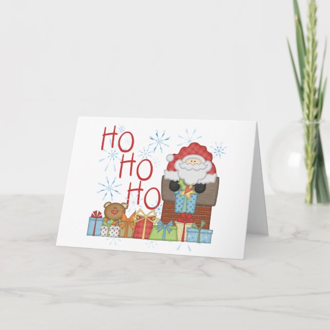 Tarjeta Festiva Camisetas y regalos de Santa Ho Ho Ho (Anverso)