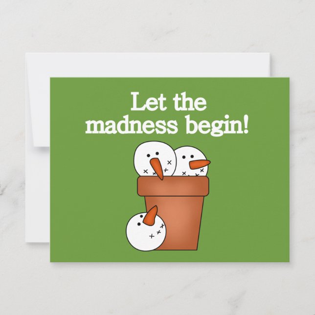 Tarjeta Festiva Camisetas y regalos de Snowman Holiday Madness (Anverso)