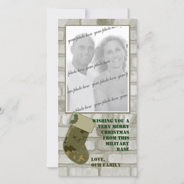 Tarjeta Festiva Camo Christmas Photo Card (Anverso)
