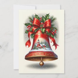 Tarjeta Festiva Campana de villancico navideño