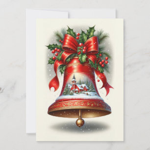 Tarjeta Festiva Campana de villancico navideño