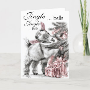 Tarjeta Festiva Campanas de jingle - Navidades de cabra bebé