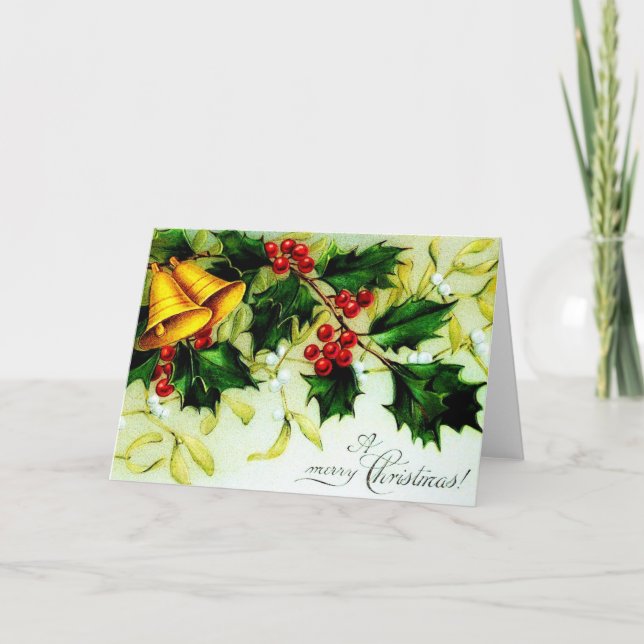 Tarjeta Festiva Campanas de restauración antiguas y Navidades Holl (Anverso)