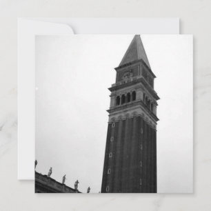 Tarjeta Festiva Campanile Piazza San Marco Negro Blanco Tour Itali