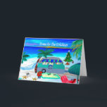 Tarjeta Festiva Camper Christmas cards by the beach<br><div class="desc">Christmas vintage camper cards of camping by the beach. Greeting cards or invitations.</div>