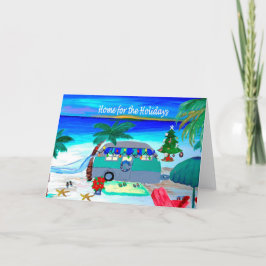 Tarjeta Festiva Camper Christmas cards by the beach