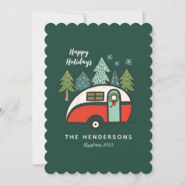 Tarjeta Festiva Camper de Felices Fiestas Personalizadas
