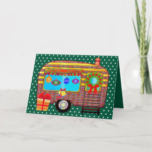 Tarjeta Festiva Camper retro alegre y festivo