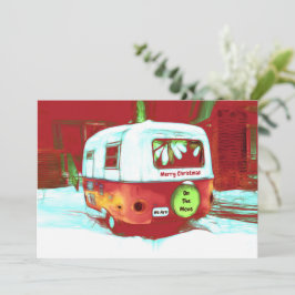 Tarjeta Festiva Camper Retro Navidades Red Green Vintage en movimi