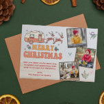 Tarjeta Festiva Camping Merry Christmas Collage de fotos Reindeer<br><div class="desc">Camping Merry Christmas Collage de fotos Reindeer Holiday Cards presenta el texto "Feliz Navidad" en una tipografía de escritura retro con una caravana decorada de forma festiva que es jalada por renos y acentuada con copos de nieve y santos. Añade tres de tus fotos favoritas y personaliza tu saludo de...</div>