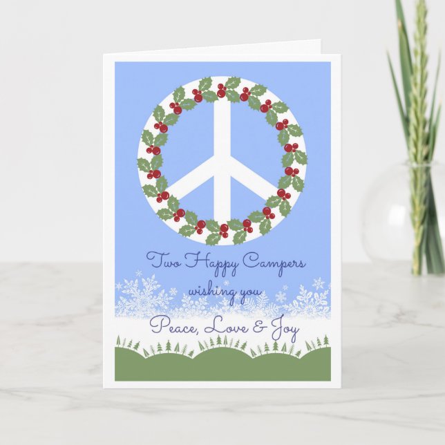 Tarjeta Festiva campistas de vacaciones felices (Anverso)