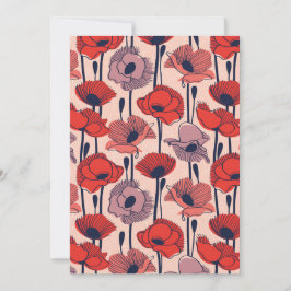 Tarjeta Festiva Campo de amapolas // moderna línea contorno flor s