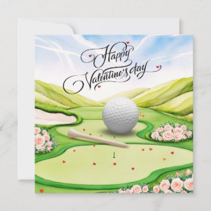 Tarjeta Festiva Campo de golf romántico con Rosas - acuarela