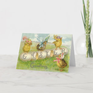 Tarjeta Festiva Campo de Pollitos de Pascua