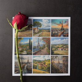 Tarjeta Festiva Campo francés y París, escena romántica