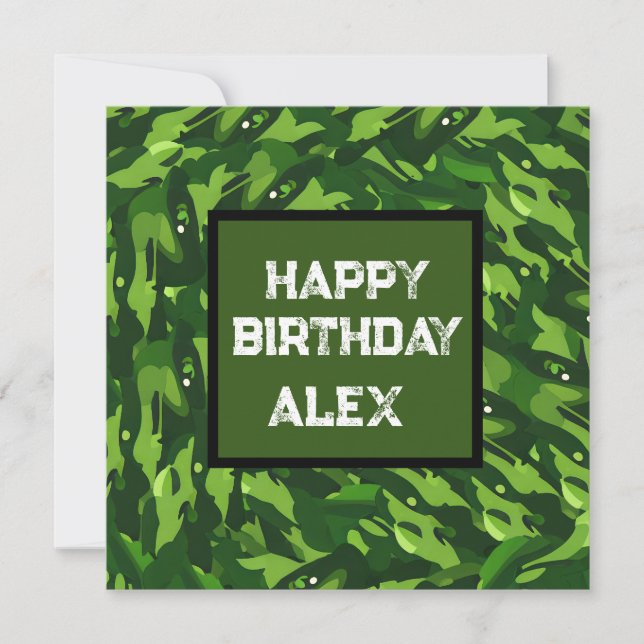 Tarjeta Festiva Camuflaje Militar Verde Forestal (Anverso)