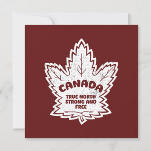 Tarjeta Festiva Canadá Maple Leaf Verdadero Norte Fuerte Y Libre
