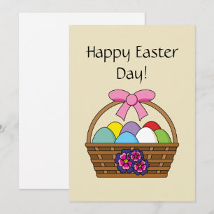 Tarjeta Festiva Canasta de Caza de Huevos de Pascua con Huevos Pas