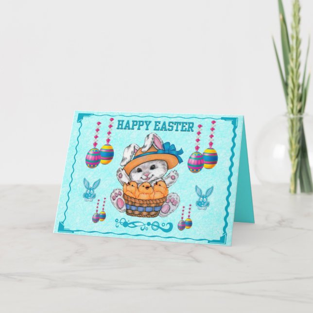 Tarjeta Festiva Canasta de conejo (Anverso)