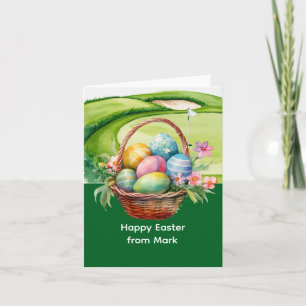 Tarjeta Festiva Canasta de Pascua de Golf en Campo de Golf para Go