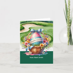 Tarjeta Festiva Canasta de Pascua en campo de golf para golfistas