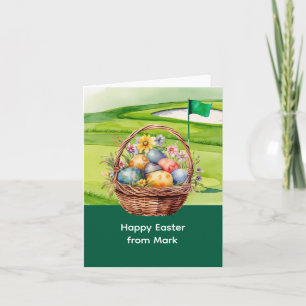 Tarjeta Festiva Canasta de Pascua en campo de golf para golfistas