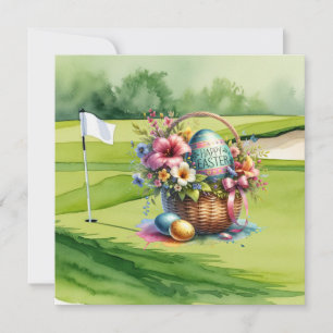 Tarjeta Festiva Canasta de Pascua en campo de golf para golfistas