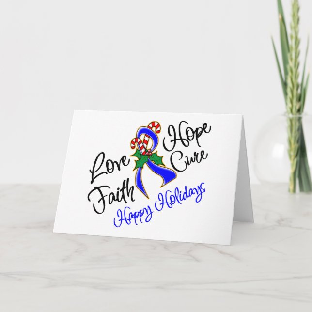 Tarjeta Festiva Cáncer de Colón Esperanza Amor Cure Felices Fiesta (Anverso)