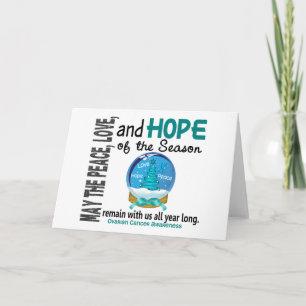 Tarjeta Festiva Cáncer ovárico del globo 1 de la nieve del día de