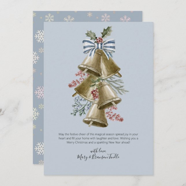 Tarjeta Festiva Canción de castillos de mariscos con barba y holly (Anverso / Reverso)