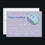 Tarjeta Festiva Canción de Dreidel Chanukah (Jánuca)<br><div class="desc">La tarjeta de Chanukah ofrece un dreidel y el primer verso de la canción de Dreidel. Jánuca,  día de fiesta,  juegos.</div>