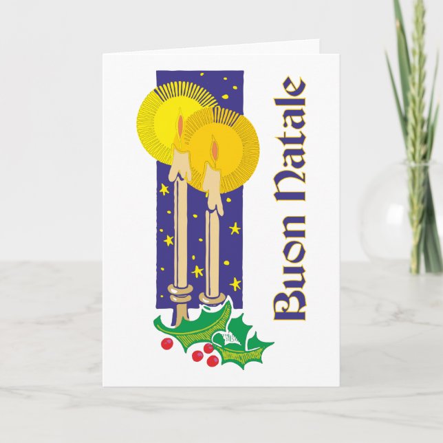 Tarjeta Festiva Canciones de Kerzen Buon Natale (Anverso)