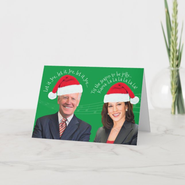 Tarjeta Festiva Canciones Navideñas de BidenHarris- Déjalo Joe Kam (Anverso)