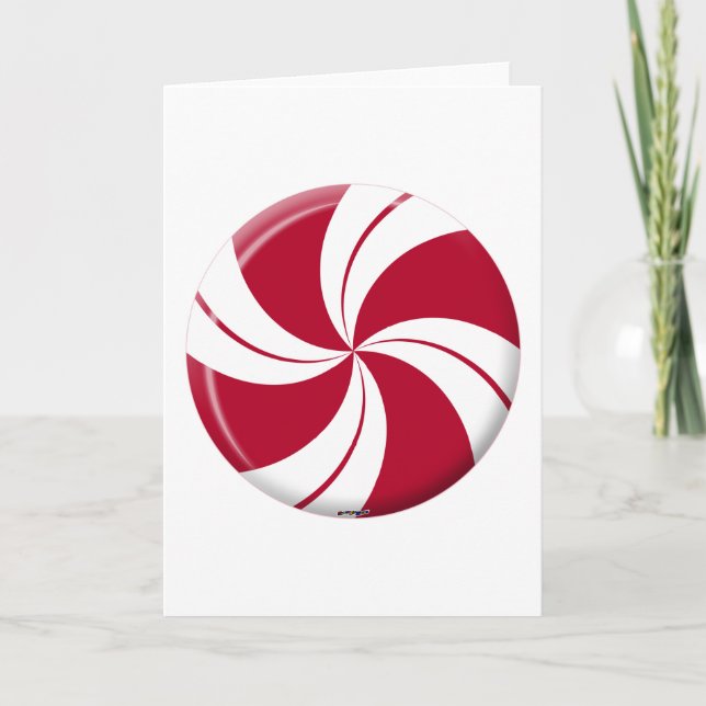 Tarjeta Festiva Candía de rayas de menta piperminosa (Anverso)