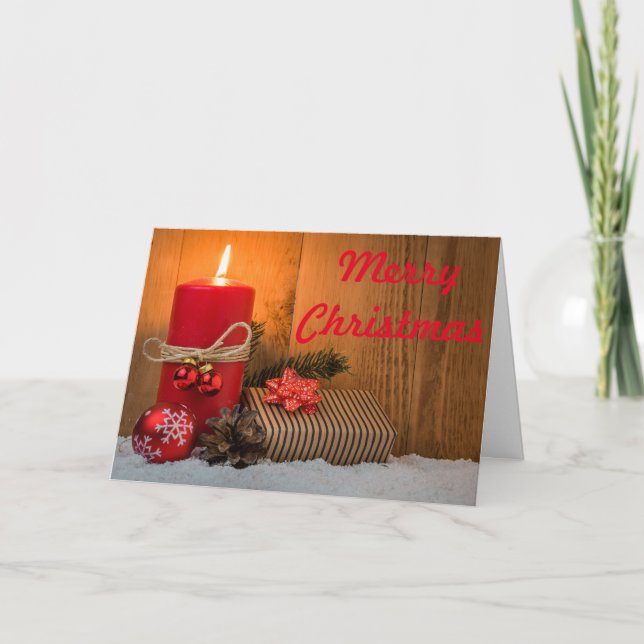 Tarjeta Festiva Candle Lit Merry Christmas Card (Anverso)