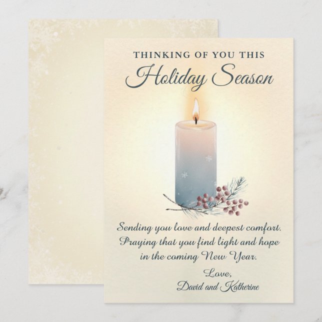 Tarjeta Festiva Candlelight Christmas Sympathy Condolence Card (Anverso / Reverso)