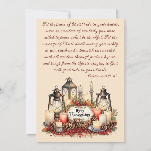 Tarjeta Festiva Candlelight Gratitude – Thanksgiving Blessing  (Anverso)