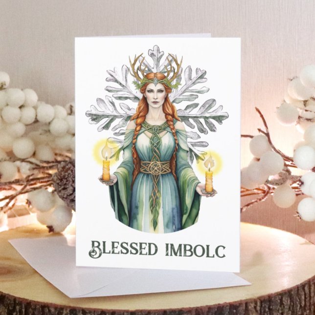 Tarjeta Festiva Candlemas Brigios Imbolc Snowflake Celtic Wiccan (Brigid Imbolc Candlemas Snowflake Celtic Wiccan Holiday Card)