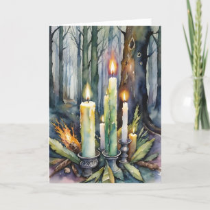 Tarjeta Festiva Candlemas Imbolc Winter Forest Candles Wiccan