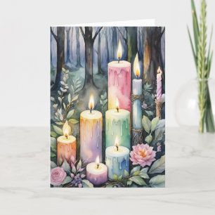 Tarjeta Festiva Candlemas Imbolc Winter Forest Candles Wiccan