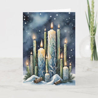 Tarjeta Festiva Candlemas Imbolc Winter Forest Candles Wiccan