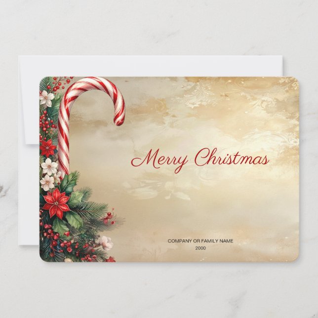 Tarjeta Festiva Candy Cane Christmas Holiday Card (Anverso)